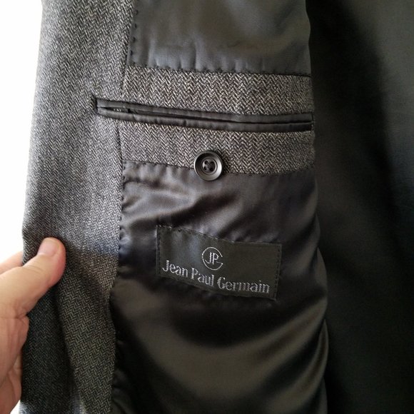 Jean Paul Germain Herringbone Pattern Suit Jacket 46L - Picture 2 of 11